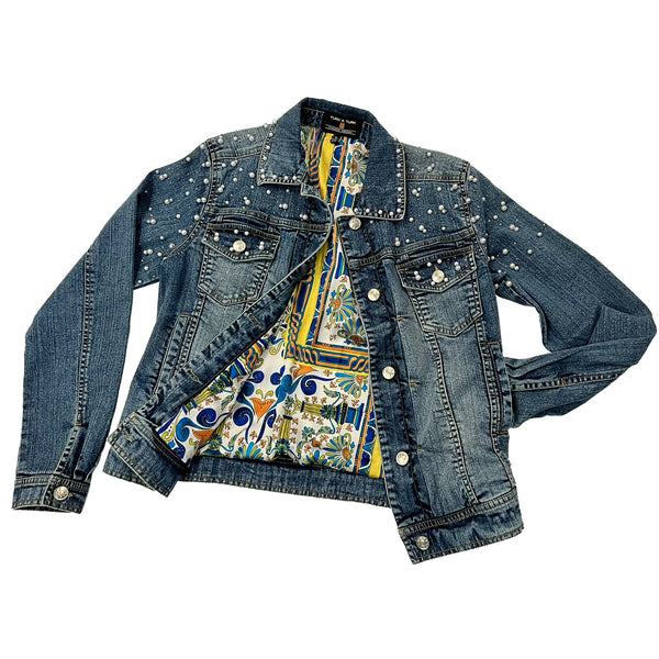 Pearls Hand-Beaded Denim Jackets, Limited Edition- GARDEN OF