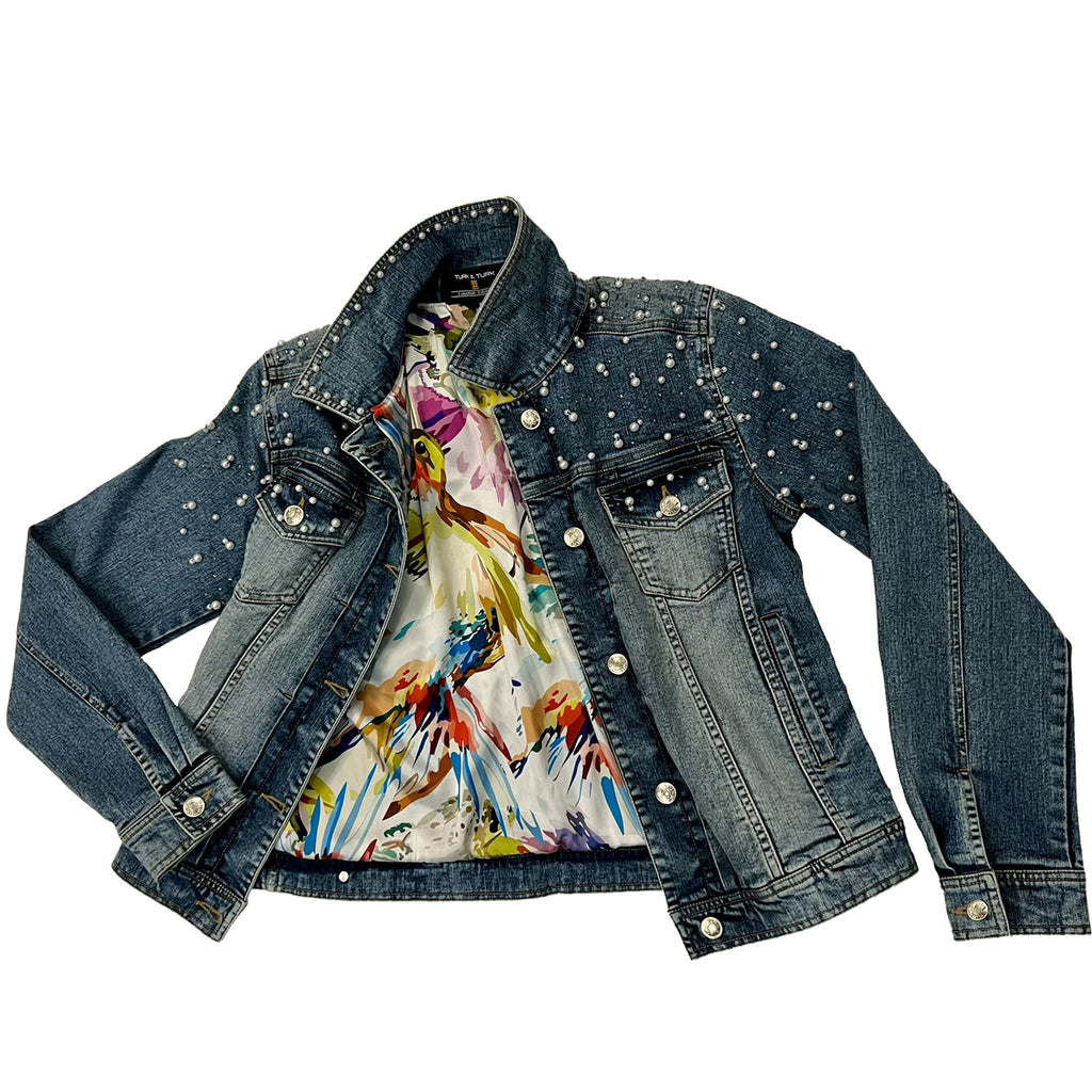 Pearls Hand-Beaded Denim Jackets, Limited Edition- HUMMINGBIRD - TURK & TURK