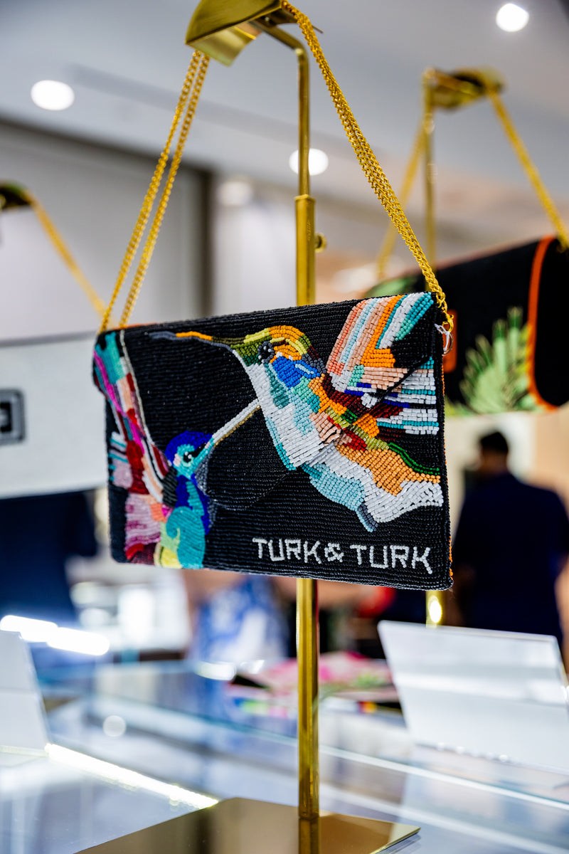 TT-MELLISUGA Hand-Beaded Envelope Clutch-Black