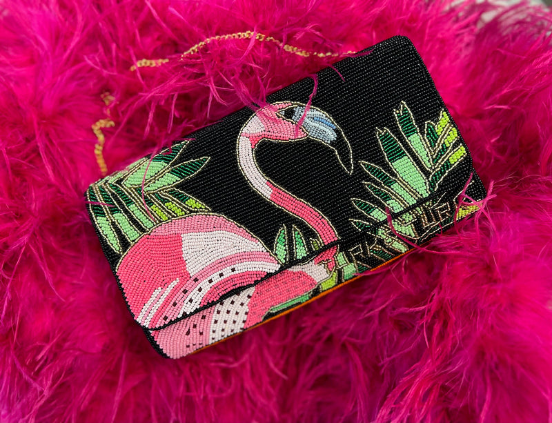 TT-FLAMINGO Hand Beaded Clutch-style2